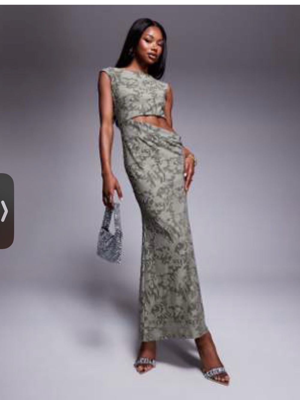 Cutout Maxi Dress in Olive Floral